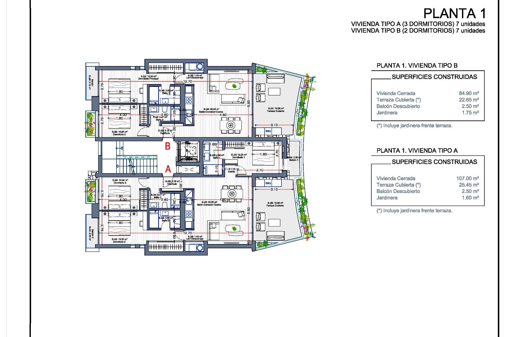 Obra nueva - Departamento -
La Manga - Las Orquídeas