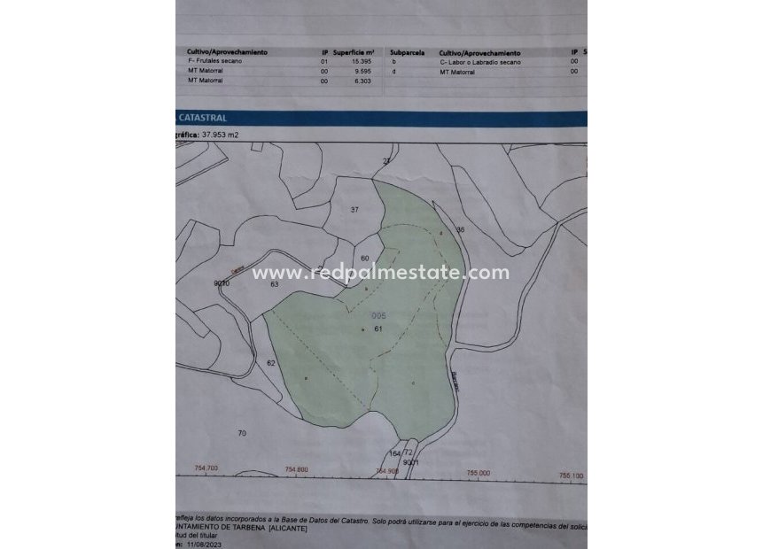 Resale - Plot -
Tárbena - Inland